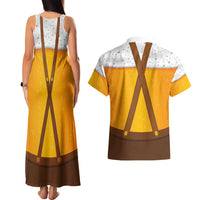 Traditional German Costume - Lederhosen and Soft Pretzel Couples Matching Tank Maxi Dress and Hawaiian Shirt Oktoberfest Beer Head Funny Style