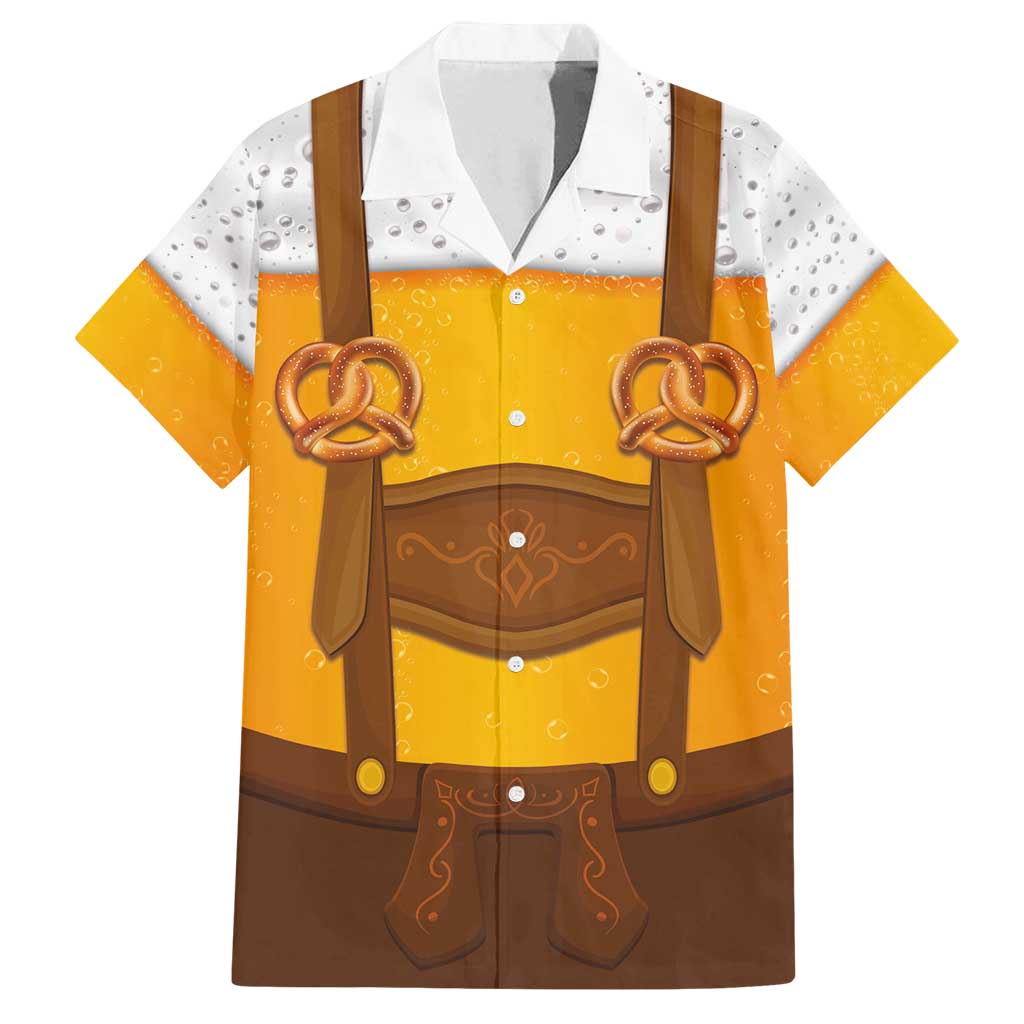 Traditional German Costume - Lederhosen and Soft Pretzel Family Matching Long Sleeve Bodycon Dress and Hawaiian Shirt Oktoberfest Beer Head Funny Style