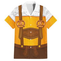 Traditional German Costume - Lederhosen and Soft Pretzel Family Matching Long Sleeve Bodycon Dress and Hawaiian Shirt Oktoberfest Beer Head Funny Style