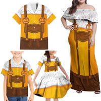 Traditional German Costume - Lederhosen and Soft Pretzel Family Matching Off Shoulder Maxi Dress and Hawaiian Shirt Oktoberfest Beer Head Funny Style
