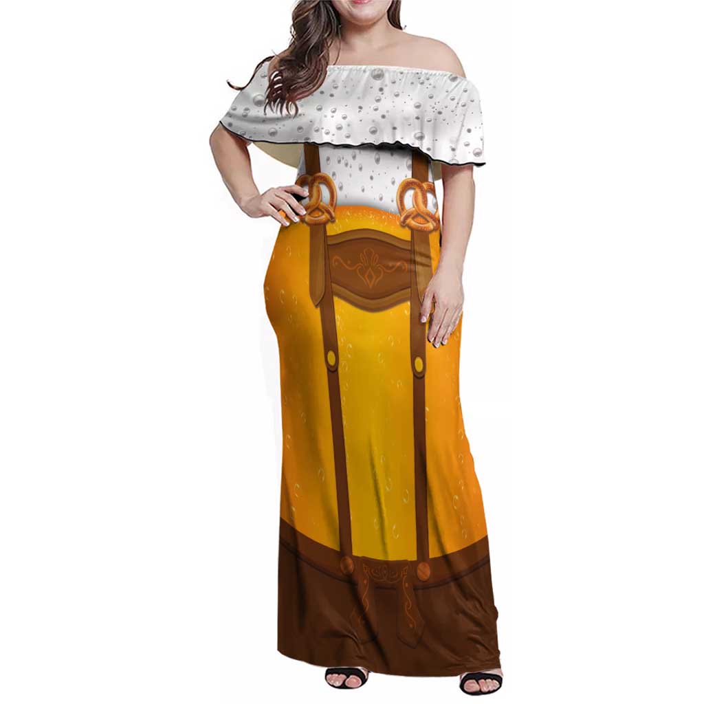 Traditional German Costume - Lederhosen and Soft Pretzel Family Matching Off Shoulder Maxi Dress and Hawaiian Shirt Oktoberfest Beer Head Funny Style
