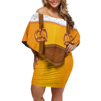 Traditional German Costume - Lederhosen and Soft Pretzel Family Matching Off Shoulder Short Dress and Hawaiian Shirt Oktoberfest Beer Head Funny Style