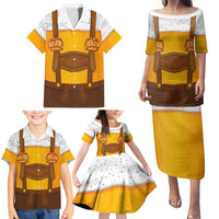 Traditional German Costume - Lederhosen and Soft Pretzel Family Matching Puletasi and Hawaiian Shirt Oktoberfest Beer Head Funny Style