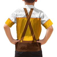 Traditional German Costume - Lederhosen and Soft Pretzel Family Matching Short Sleeve Bodycon Dress and Hawaiian Shirt Oktoberfest Beer Head Funny Style