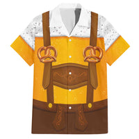 Traditional German Costume - Lederhosen and Soft Pretzel Family Matching Short Sleeve Bodycon Dress and Hawaiian Shirt Oktoberfest Beer Head Funny Style