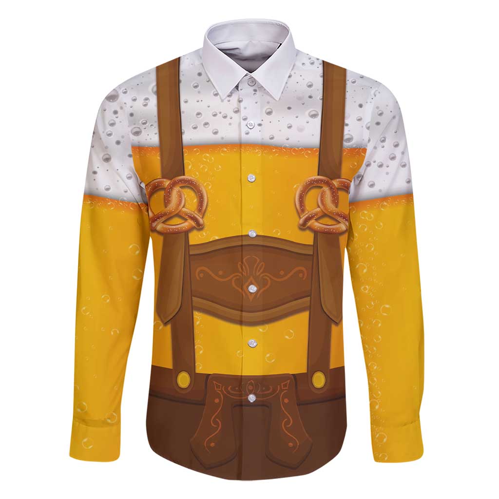 Traditional German Costume - Lederhosen and Soft Pretzel Family Matching Short Sleeve Bodycon Dress and Hawaiian Shirt Oktoberfest Beer Head Funny Style