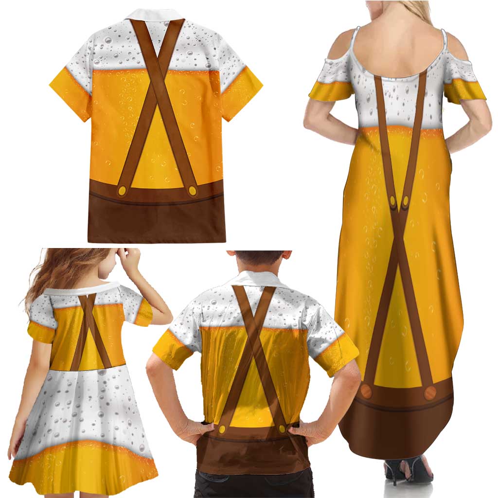 Traditional German Costume - Lederhosen and Soft Pretzel Family Matching Summer Maxi Dress and Hawaiian Shirt Oktoberfest Beer Head Funny Style