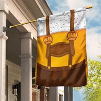 Traditional German Costume - Lederhosen and Soft Pretzel Garden Flag Oktoberfest Beer Head Funny Style