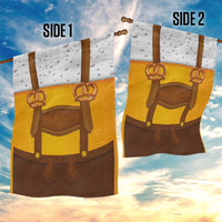 Traditional German Costume - Lederhosen and Soft Pretzel Garden Flag Oktoberfest Beer Head Funny Style