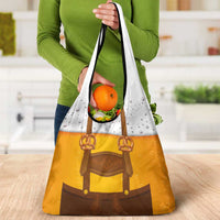 Traditional German Costume - Lederhosen and Soft Pretzel Grocery Bag Oktoberfest Beer Head Funny Style