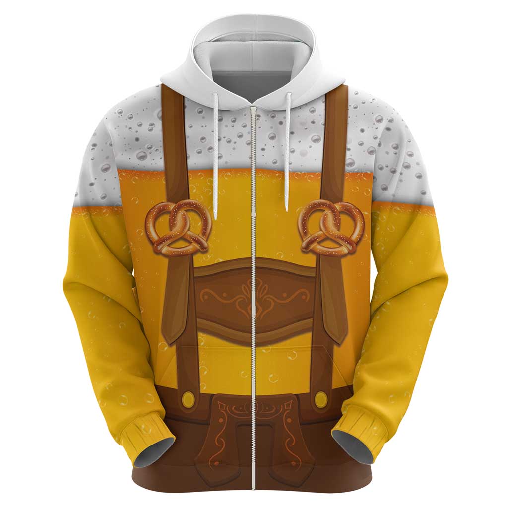 Traditional German Costume - Lederhosen and Soft Pretzel Hoodie Oktoberfest Beer Head Funny Style