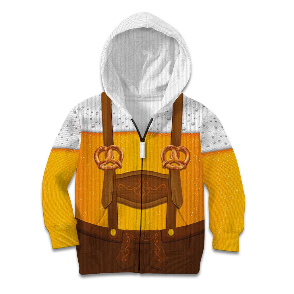 Traditional German Costume - Lederhosen and Soft Pretzel Kid Hoodie Oktoberfest Beer Head Funny Style