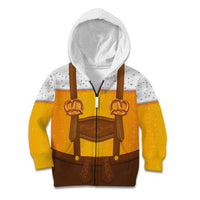 Traditional German Costume - Lederhosen and Soft Pretzel Kid Hoodie Oktoberfest Beer Head Funny Style