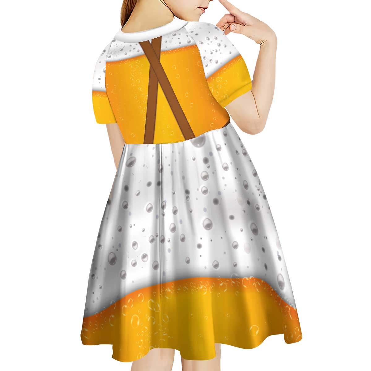 Traditional German Costume - Lederhosen and Soft Pretzel Kid Short Sleeve Dress Oktoberfest Beer Head Funny Style