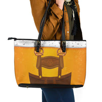 Traditional German Costume - Lederhosen and Soft Pretzel Leather Tote Bag Oktoberfest Beer Head Funny Style