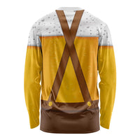 Traditional German Costume - Lederhosen and Soft Pretzel Long Sleeve Shirt Oktoberfest Beer Head Funny Style