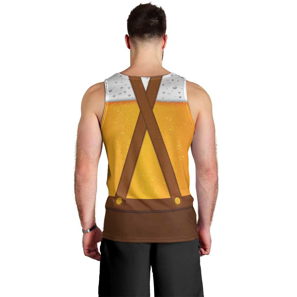 Traditional German Costume - Lederhosen and Soft Pretzel Men Tank Top Oktoberfest Beer Head Funny Style