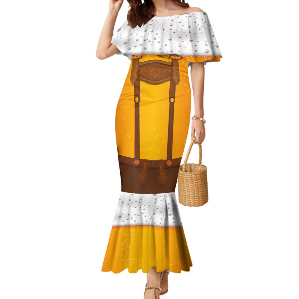 Traditional German Costume - Lederhosen and Soft Pretzel Mermaid Dress Oktoberfest Beer Head Funny Style