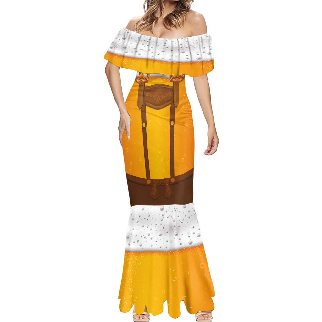 Traditional German Costume - Lederhosen and Soft Pretzel Mermaid Dress Oktoberfest Beer Head Funny Style