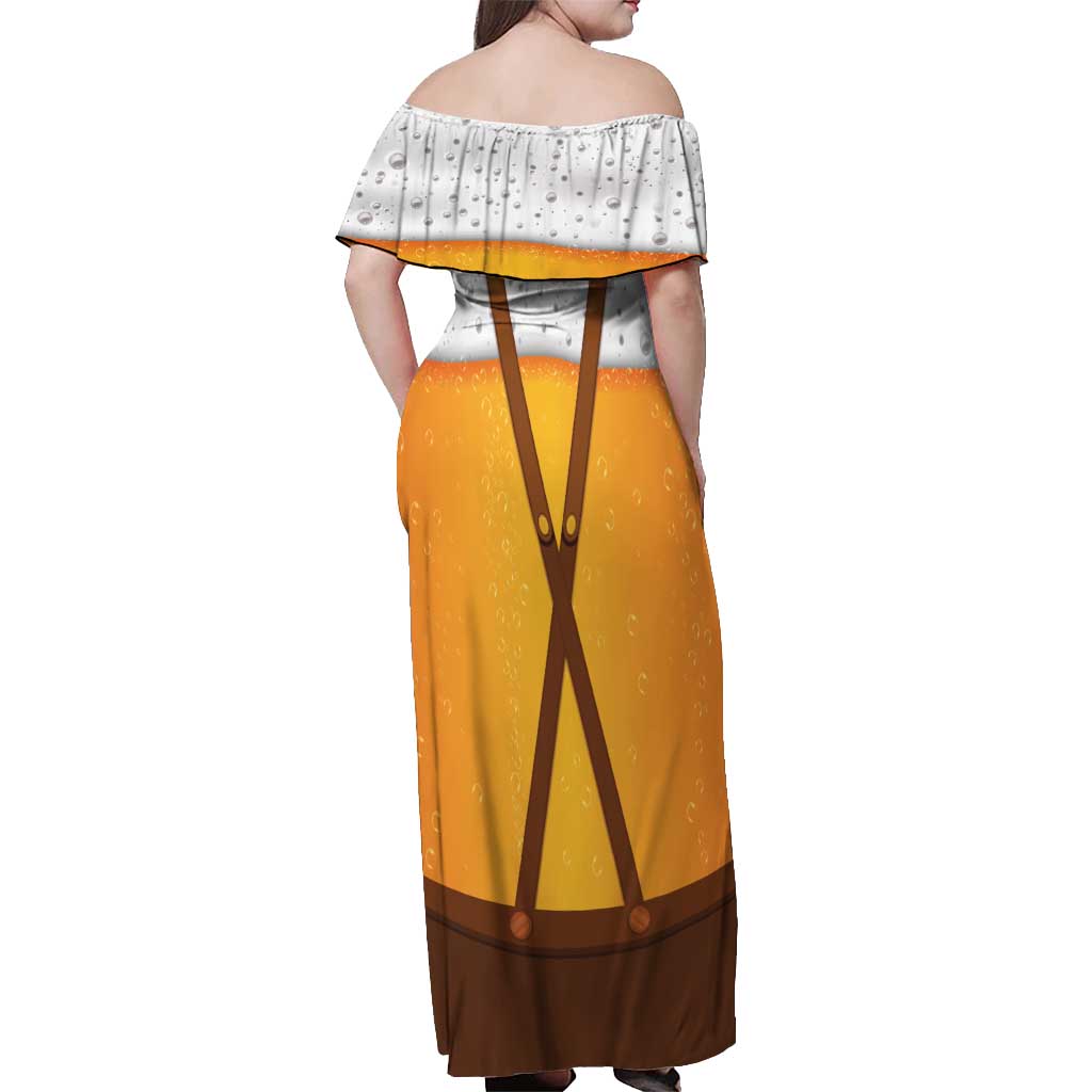 Traditional German Costume - Lederhosen and Soft Pretzel Off Shoulder Maxi Dress Oktoberfest Beer Head Funny Style