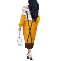 Traditional German Costume - Lederhosen and Soft Pretzel Off The Shoulder Long Sleeve Dress Oktoberfest Beer Head Funny Style