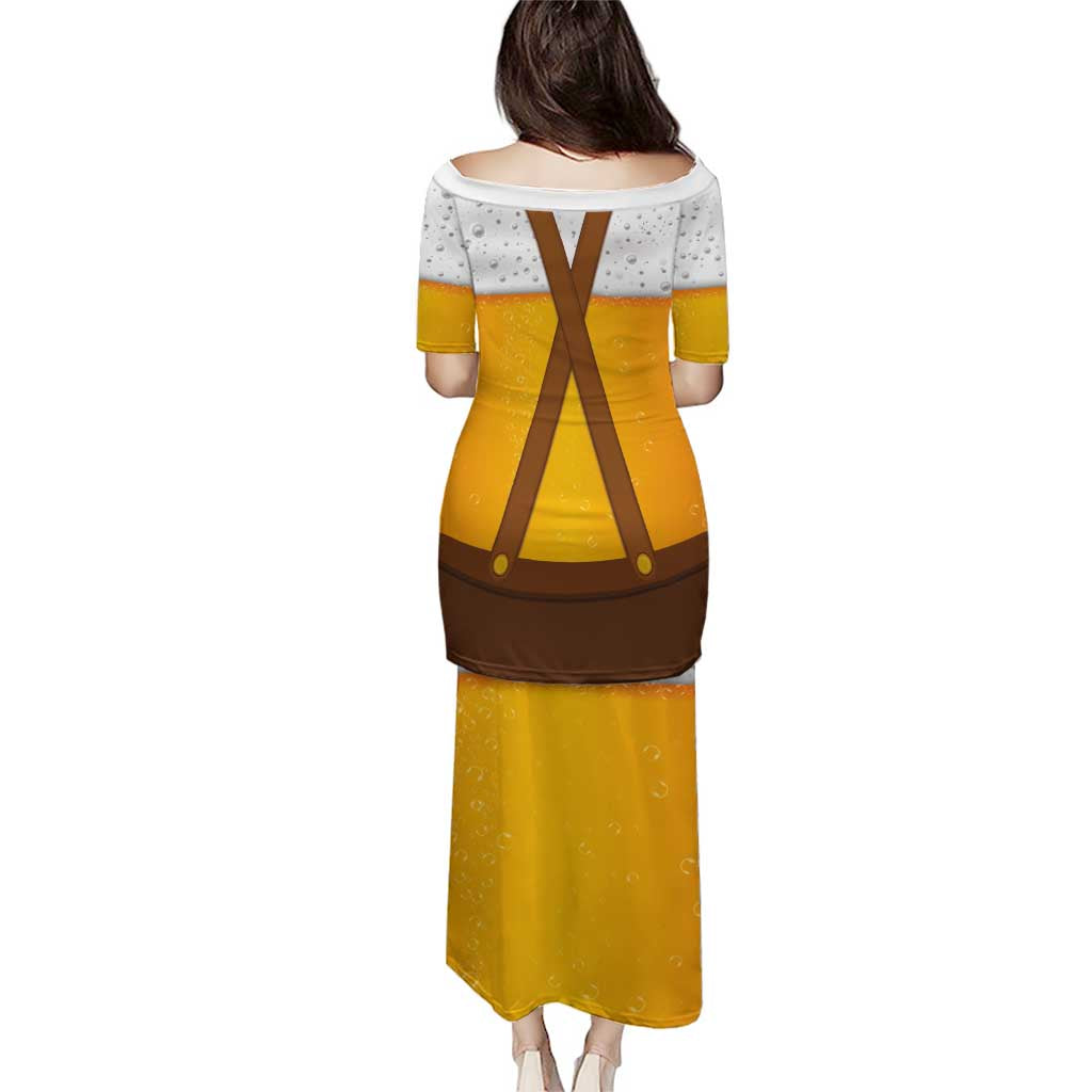 Traditional German Costume - Lederhosen and Soft Pretzel Puletasi Oktoberfest Beer Head Funny Style