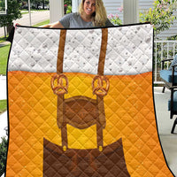 Traditional German Costume - Lederhosen and Soft Pretzel Quilt Oktoberfest Beer Head Funny Style