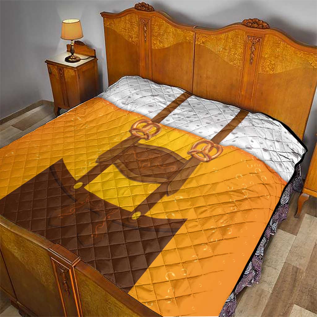 Traditional German Costume - Lederhosen and Soft Pretzel Quilt Oktoberfest Beer Head Funny Style