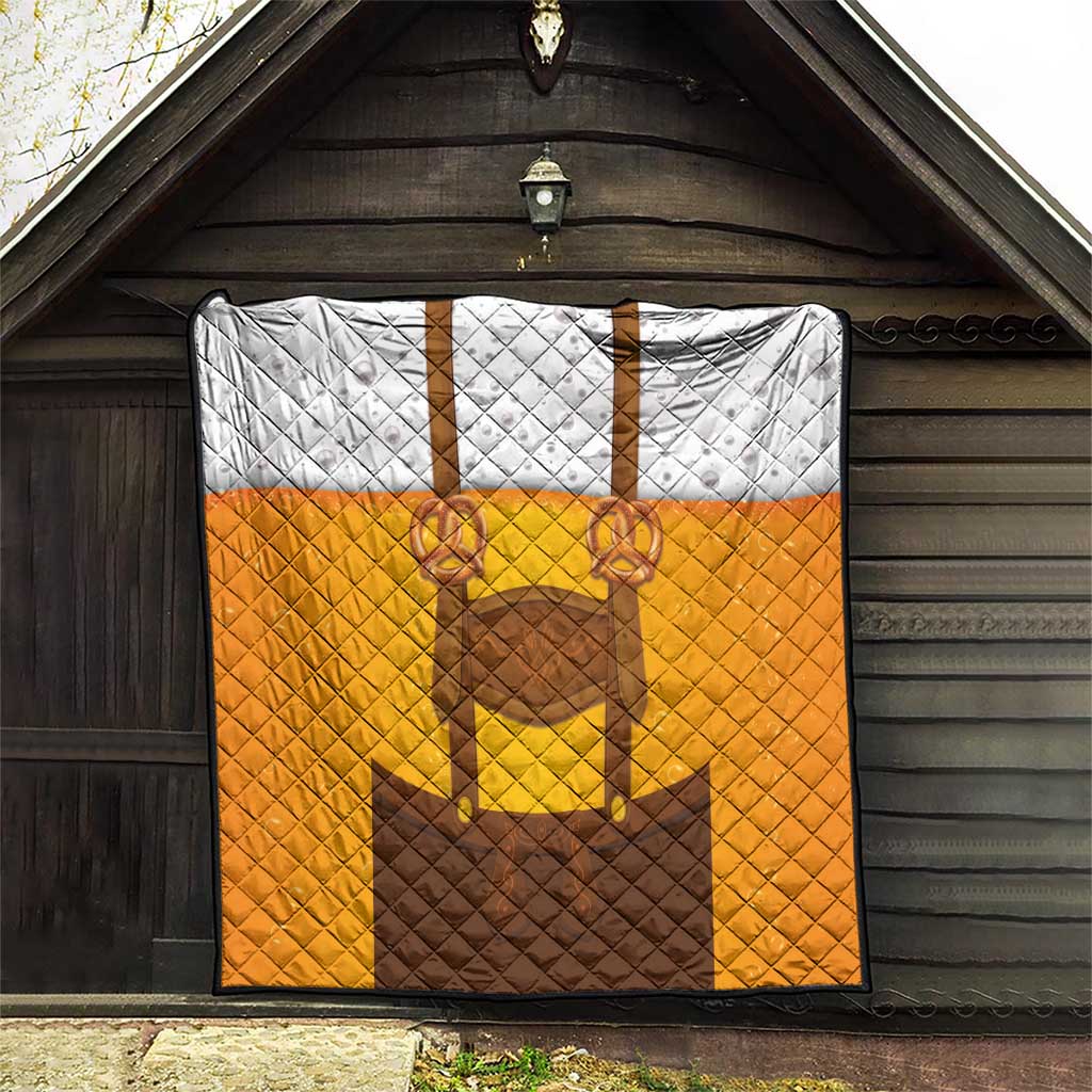 Traditional German Costume - Lederhosen and Soft Pretzel Quilt Oktoberfest Beer Head Funny Style
