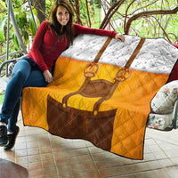 Traditional German Costume - Lederhosen and Soft Pretzel Quilt Oktoberfest Beer Head Funny Style