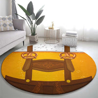 Traditional German Costume - Lederhosen and Soft Pretzel Round Carpet Oktoberfest Beer Head Funny Style