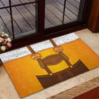 Traditional German Costume - Lederhosen and Soft Pretzel Rubber Doormat Oktoberfest Beer Head Funny Style