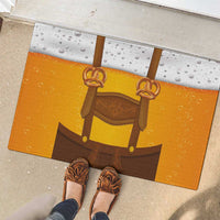 Traditional German Costume - Lederhosen and Soft Pretzel Rubber Doormat Oktoberfest Beer Head Funny Style