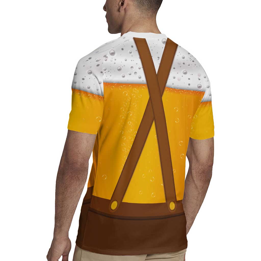Traditional German Costume - Lederhosen and Soft Pretzel Rugby Jersey Oktoberfest Beer Head Funny Style