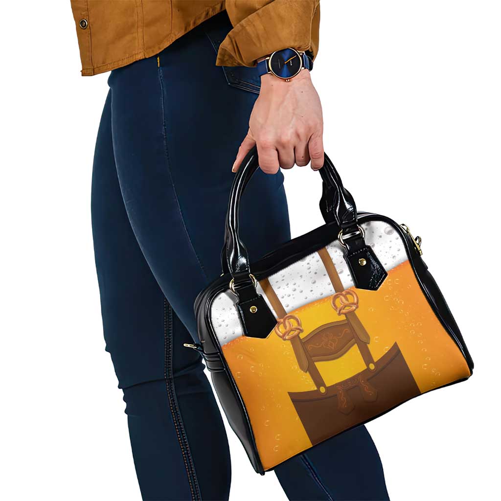 Traditional German Costume - Lederhosen and Soft Pretzel Shoulder Handbag Oktoberfest Beer Head Funny Style