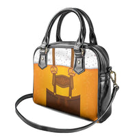 Traditional German Costume - Lederhosen and Soft Pretzel Shoulder Handbag Oktoberfest Beer Head Funny Style