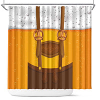Traditional German Costume - Lederhosen and Soft Pretzel Shower Curtain Oktoberfest Beer Head Funny Style