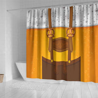Traditional German Costume - Lederhosen and Soft Pretzel Shower Curtain Oktoberfest Beer Head Funny Style