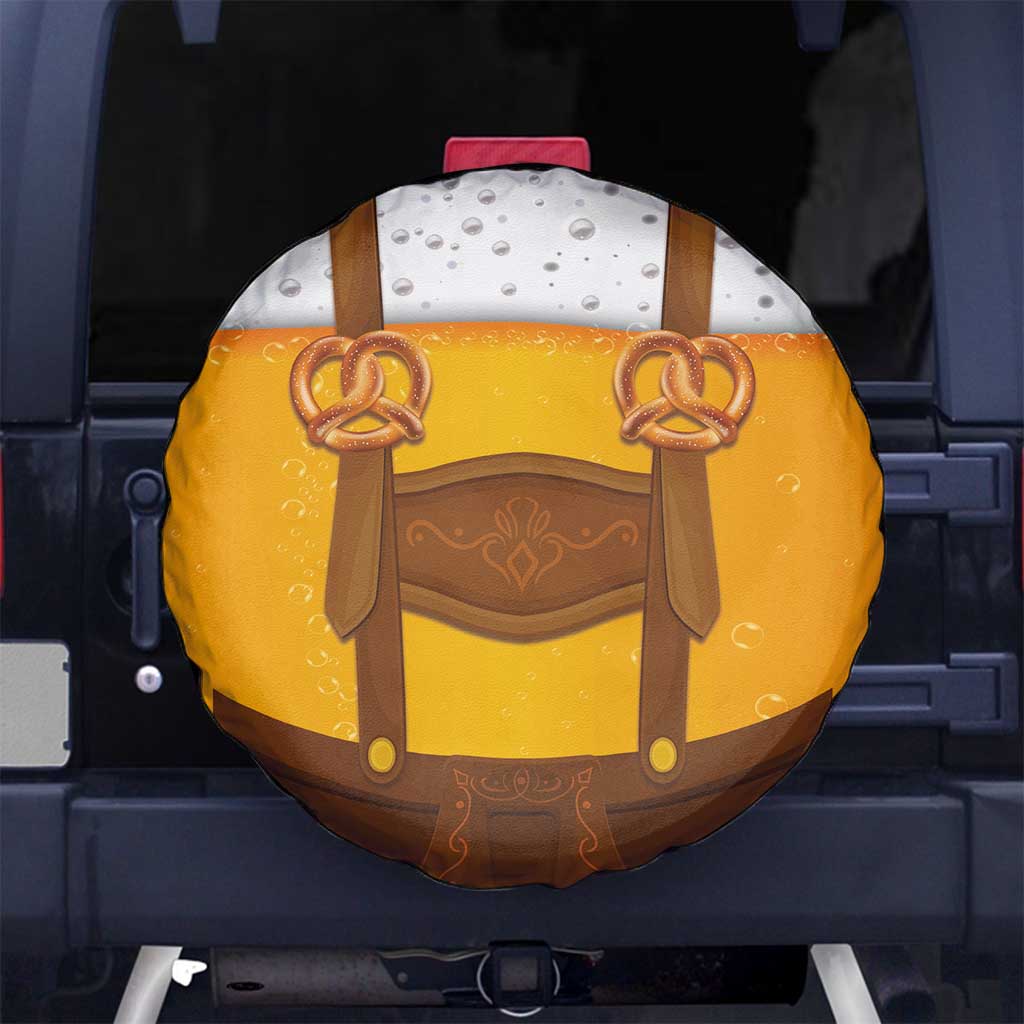 Traditional German Costume - Lederhosen and Soft Pretzel Spare Tire Cover Oktoberfest Beer Head Funny Style