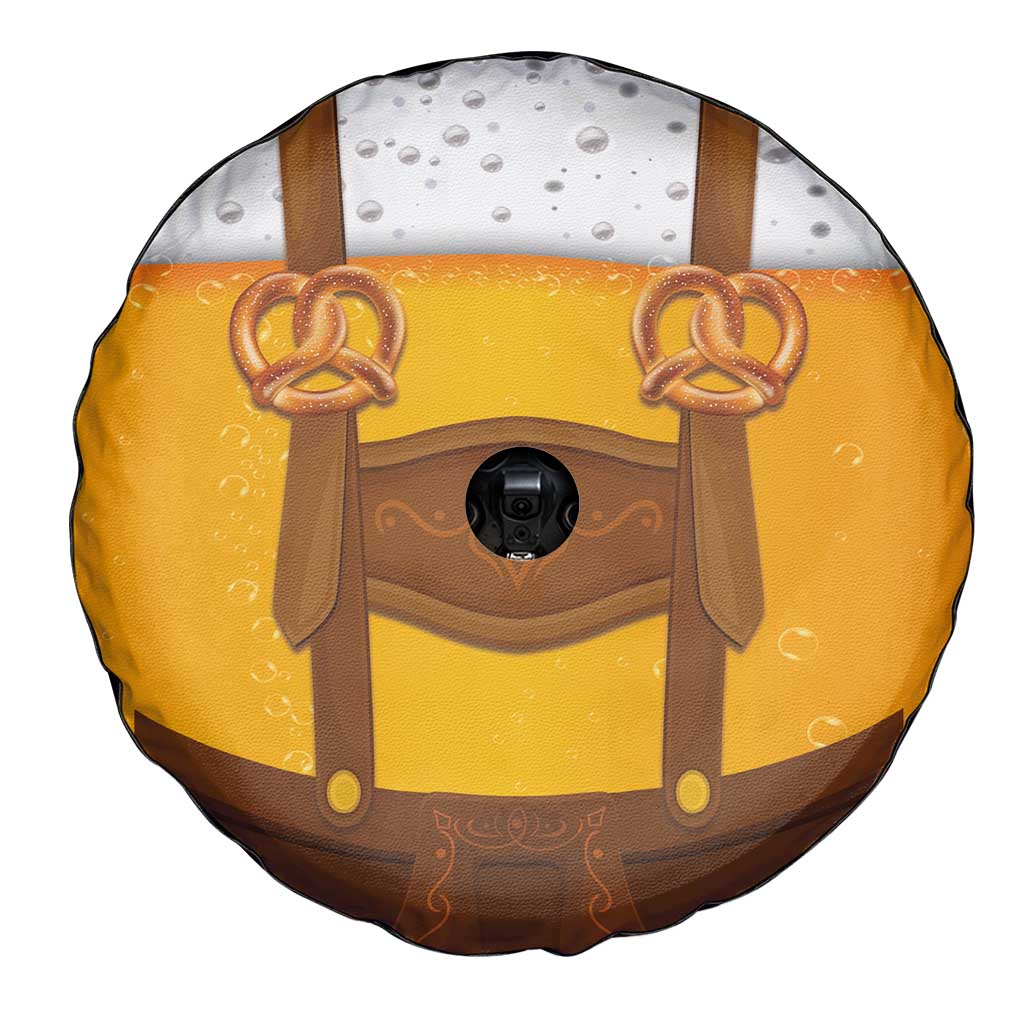 Traditional German Costume - Lederhosen and Soft Pretzel Spare Tire Cover Oktoberfest Beer Head Funny Style