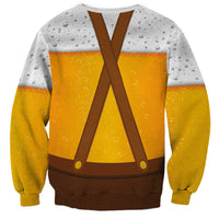 Traditional German Costume - Lederhosen and Soft Pretzel Sweatshirt Oktoberfest Beer Head Funny Style
