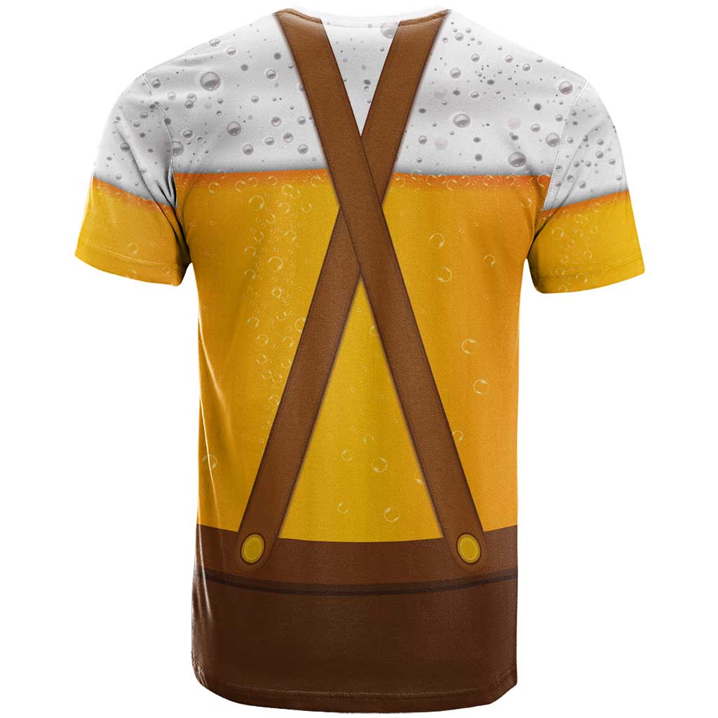 Traditional German Costume - Lederhosen and Soft Pretzel T Shirt Oktoberfest Beer Head Funny Style
