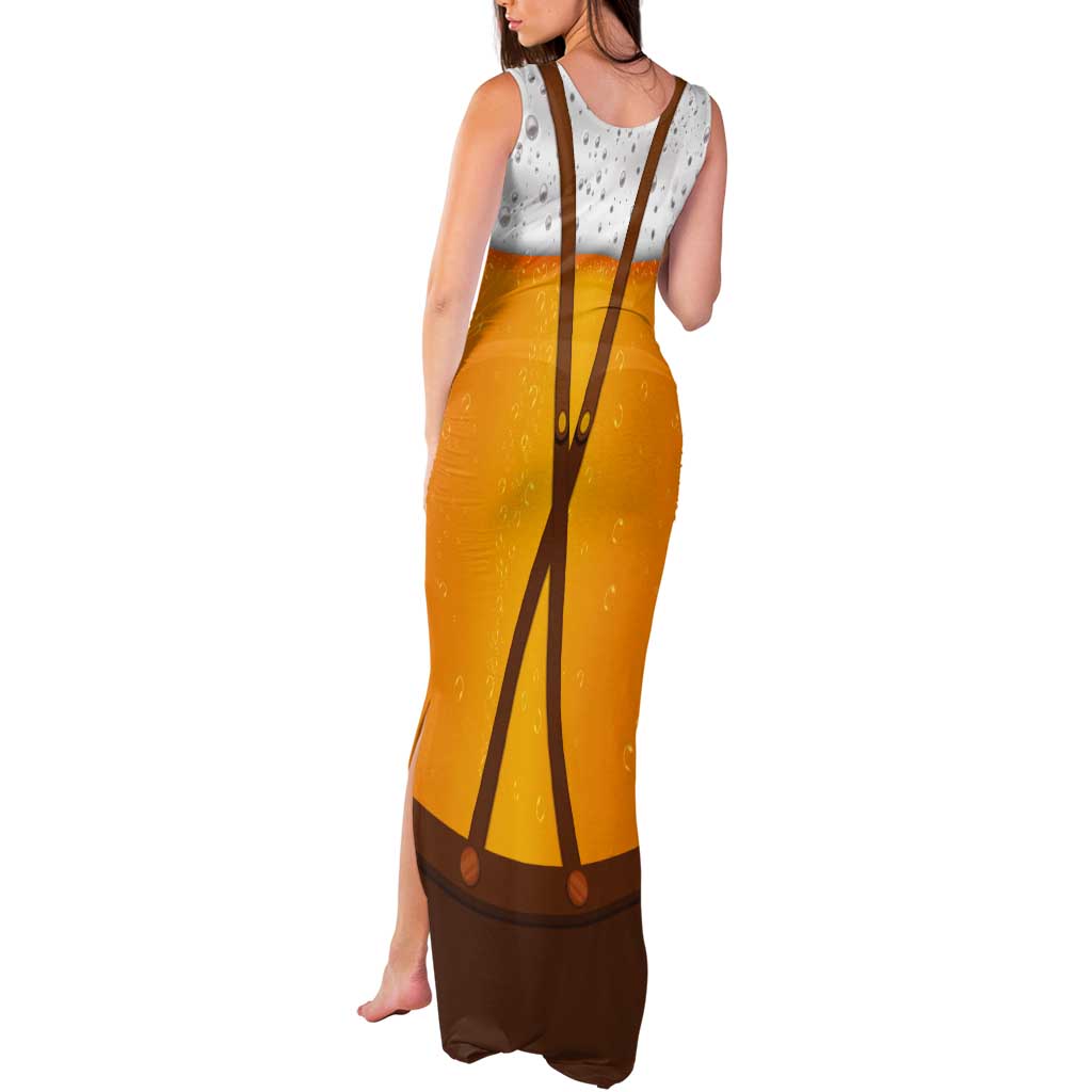 Traditional German Costume - Lederhosen and Soft Pretzel Tank Maxi Dress Oktoberfest Beer Head Funny Style