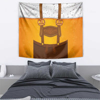 Traditional German Costume - Lederhosen and Soft Pretzel Tapestry Oktoberfest Beer Head Funny Style