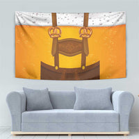 Traditional German Costume - Lederhosen and Soft Pretzel Tapestry Oktoberfest Beer Head Funny Style