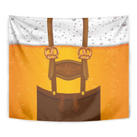 Traditional German Costume - Lederhosen and Soft Pretzel Tapestry Oktoberfest Beer Head Funny Style