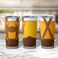 Traditional German Costume - Lederhosen and Soft Pretzel Tumbler Cup Oktoberfest Beer Head Funny Style