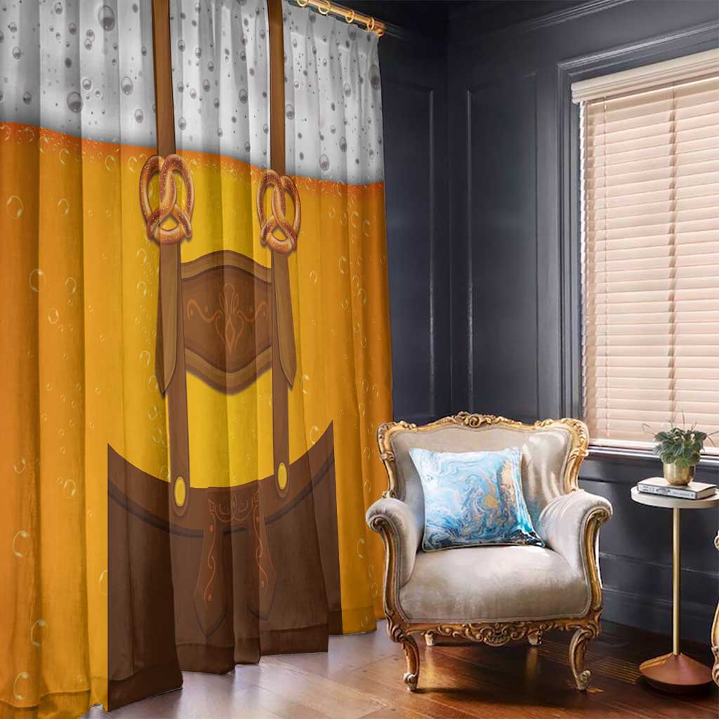 Traditional German Costume - Lederhosen and Soft Pretzel Window Curtain Oktoberfest Beer Head Funny Style