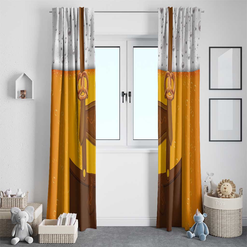 Traditional German Costume - Lederhosen and Soft Pretzel Window Curtain Oktoberfest Beer Head Funny Style