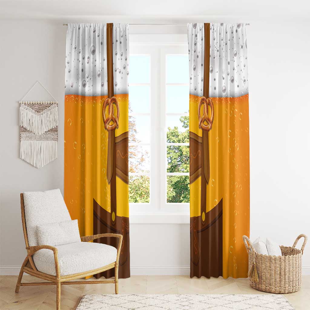 Traditional German Costume - Lederhosen and Soft Pretzel Window Curtain Oktoberfest Beer Head Funny Style